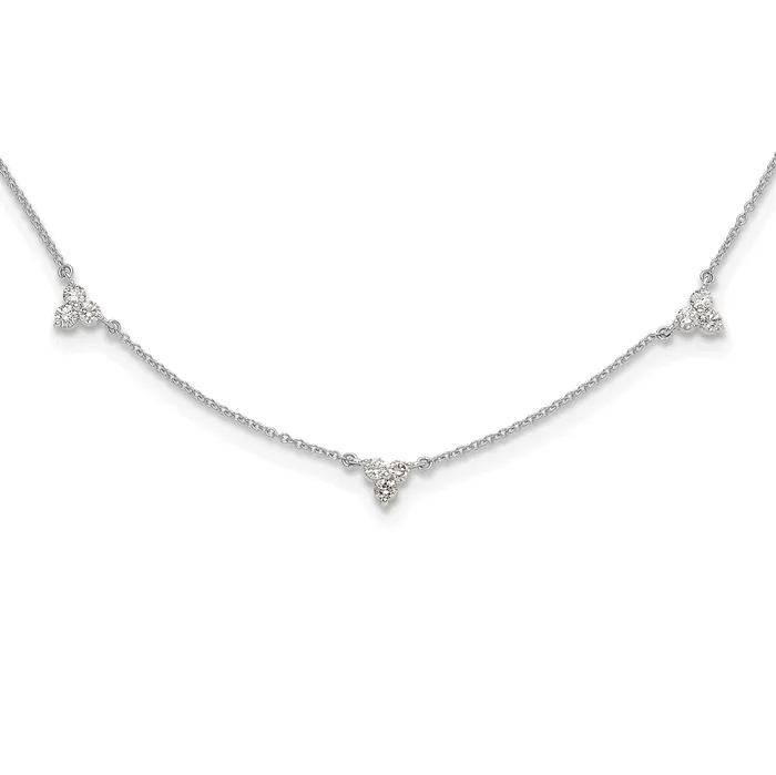14k White Gold 1 Ct Lab Grown Diamond VSSI G Seven Station 18 inch Necklace Goldia Necklaces 14k White Gold 1 Ct Lab Grown Diamond VSSI G Seven Station 18 inch Necklace Goldia Necklaces