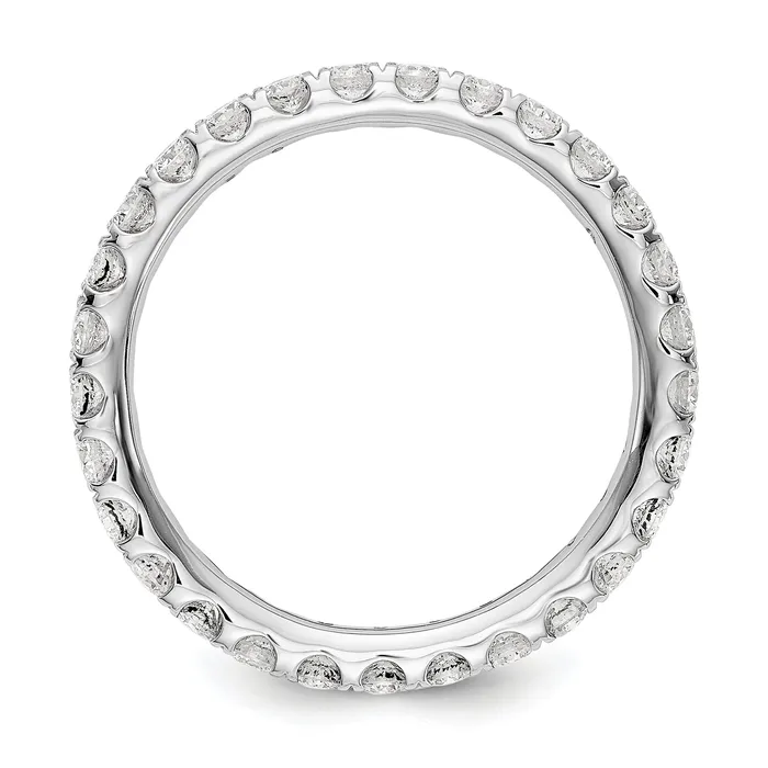 14k White Gold 1 Ct Lab Grown Diamond VSSI G Shared Prong Eternity Band Ring Goldia Rings