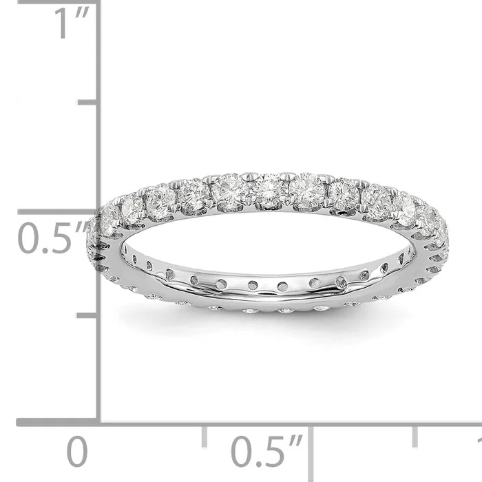 14k White Gold 1 Ct Lab Grown Diamond VSSI G Shared Prong Eternity Band Ring Goldia Rings