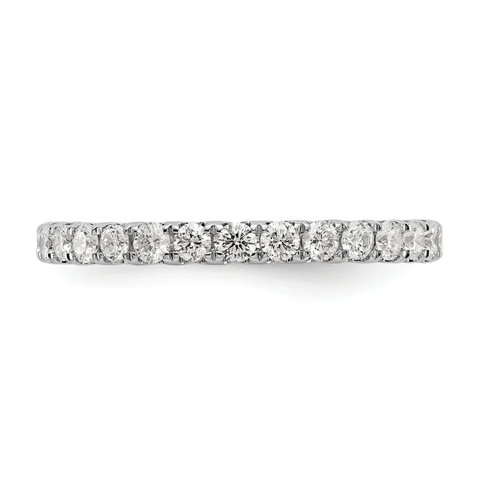14k White Gold 1 Ct Lab Grown Diamond VSSI G Shared Prong Eternity Band Ring Goldia Rings