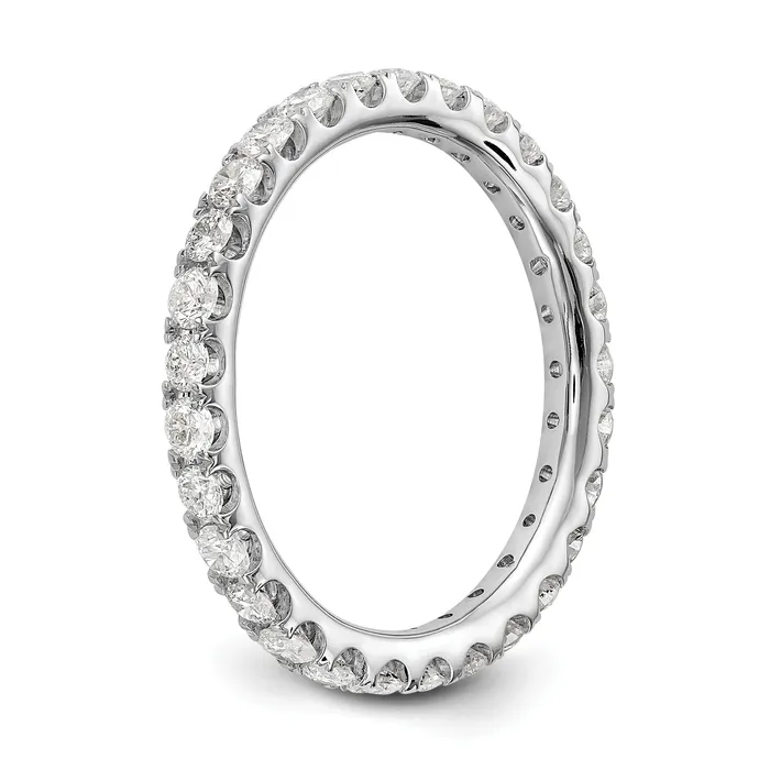 14k White Gold 1 Ct Lab Grown Diamond VSSI G Shared Prong Eternity Band Ring Goldia Rings