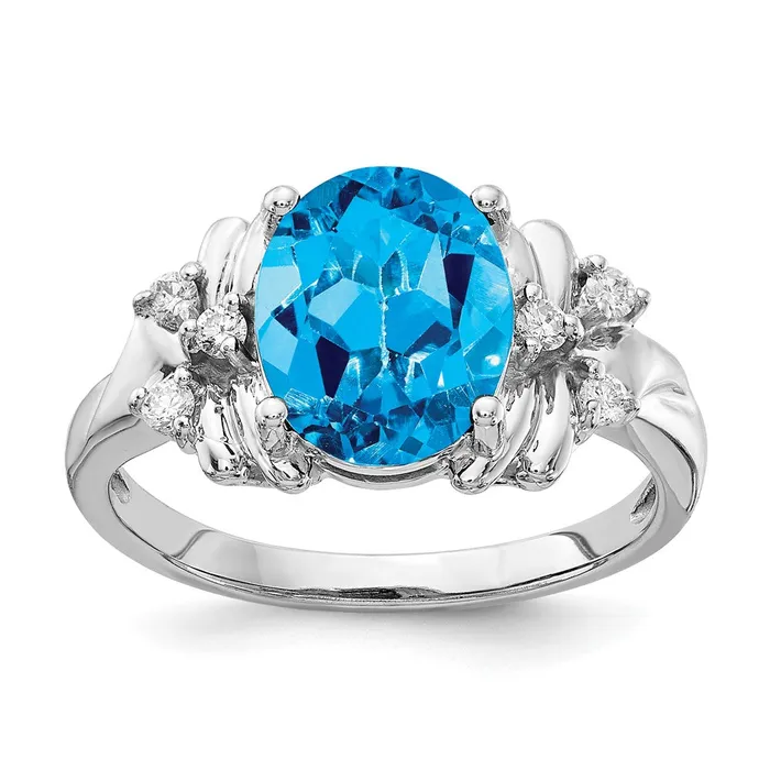 14k White Gold 10x8mm Oval Blue Topaz AA Real Diamond ring goldiaca Rings 14k White Gold 10x8mm Oval Blue Topaz AA Real Diamond ring goldiaca Rings