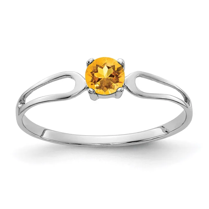 14k White Gold 4mm Citrine ring Goldia Rings