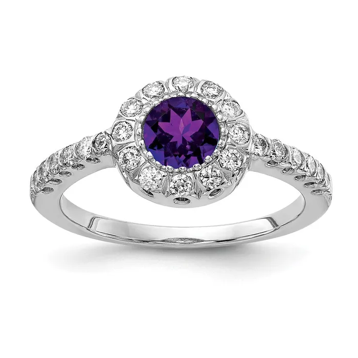 14k White Gold 5mm Amethyst Checker AA Real Diamond ring Goldiacom Rings 14k White Gold 5mm Amethyst Checker AA Real Diamond ring Goldiacom Rings
