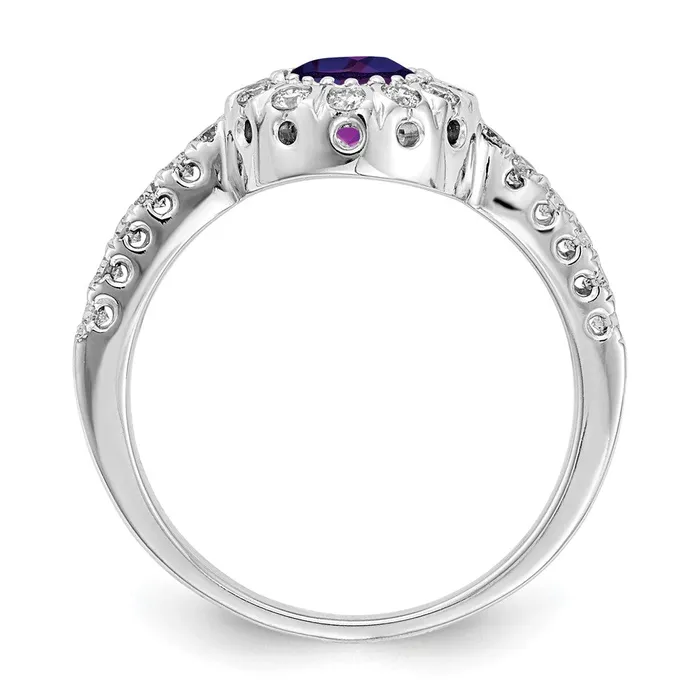 14k White Gold 5mm Amethyst Checker AA Real Diamond ring Goldiacom Rings