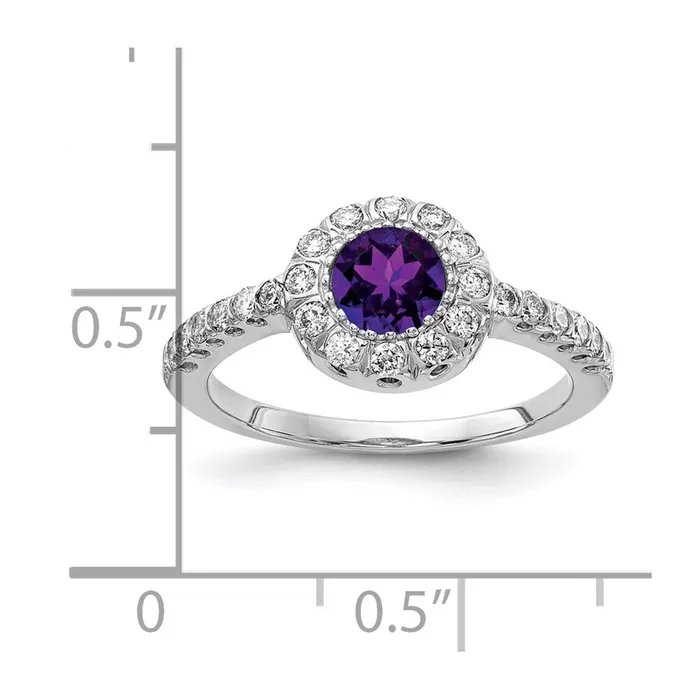 14k White Gold 5mm Amethyst Checker AA Real Diamond ring Goldiacom Rings