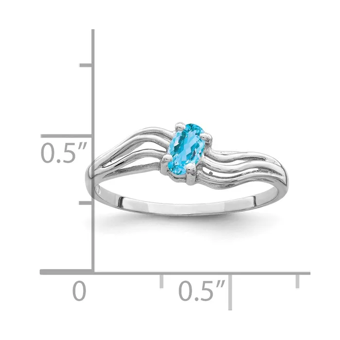 14k White Gold 5x3mm Oval Blue Topaz ring Goldia Rings