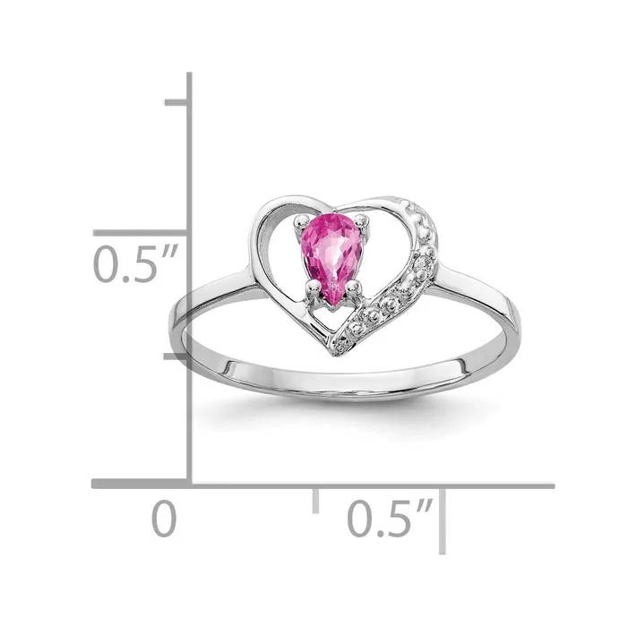 14k White Gold 5x3mm Pear Pink Sapphire A Real Diamond ring Goldia Rings