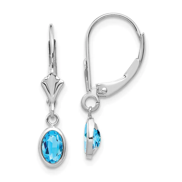14k White Gold 6x4 Oval Bezel DecemberBlue Topaz Leverback Earrings Goldia Earrings 14k White Gold 6x4 Oval Bezel DecemberBlue Topaz Leverback Earrings Goldia Earrings
