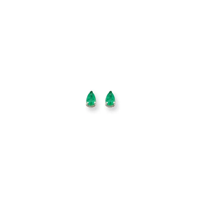 14k White Gold 6x4mm Pear Emerald Earrings Goldia Earrings