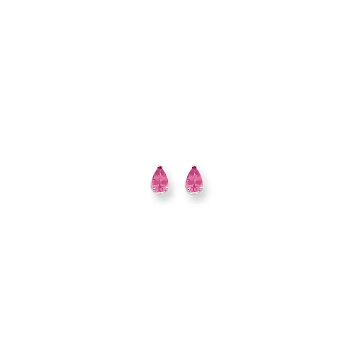 14k White Gold 6x4mm Pear Pink Tourmaline earring Goldia Earrings