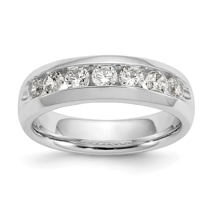 14K White Gold 7Stone Real Diamond Channel Band goldiaca Rings