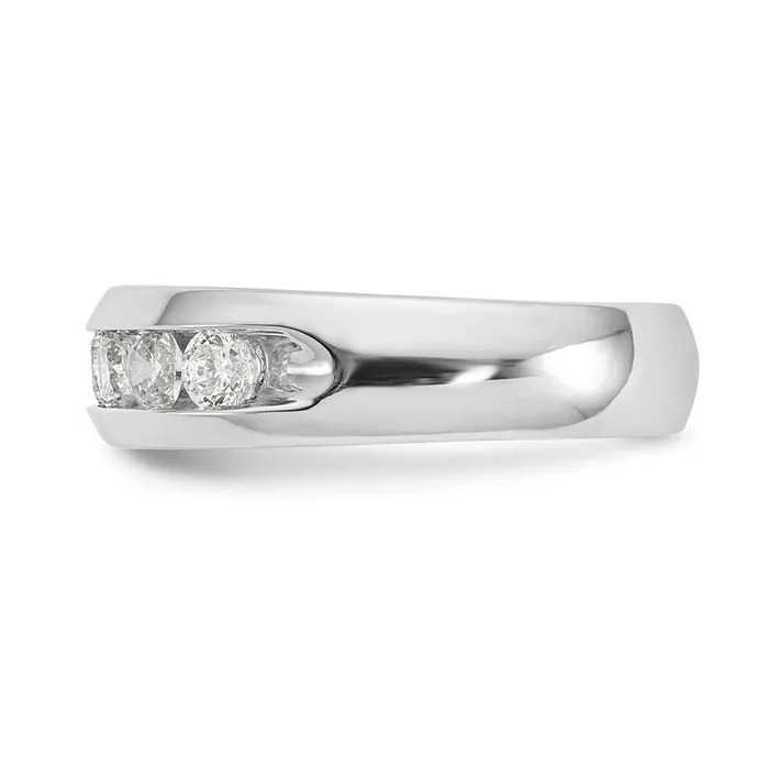14K White Gold 7Stone Real Diamond Channel Band goldiaca Rings