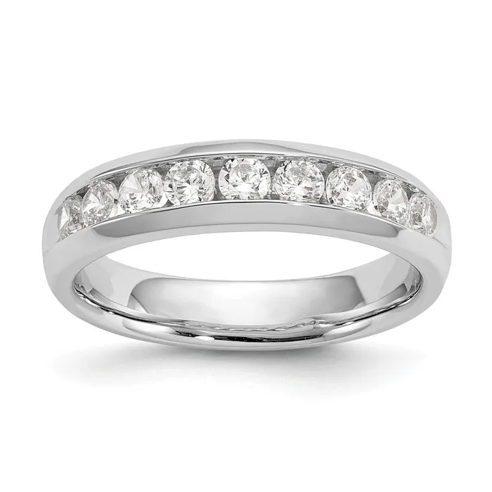 14K White Gold 9Stone Real Diamond Channel Band goldiaca Rings