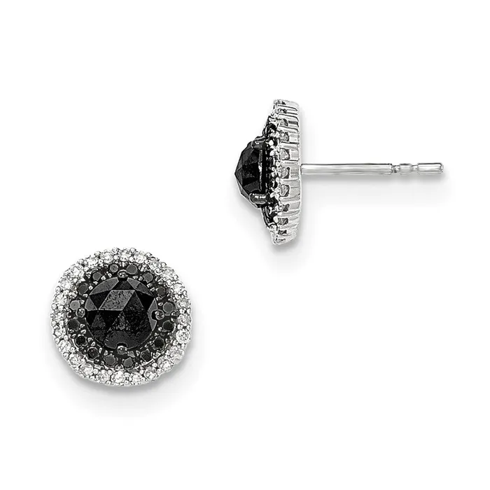 14k White Gold Black and White Real Diamond Post Earrings Goldia Earrings 14k White Gold Black and White Real Diamond Post Earrings Goldia Earrings