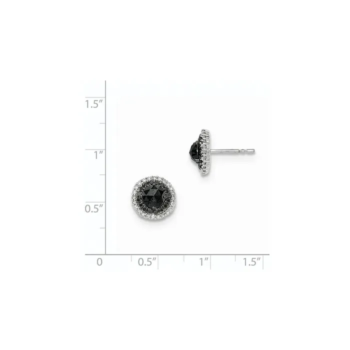 14k White Gold Black and White Real Diamond Post Earrings Goldia Earrings