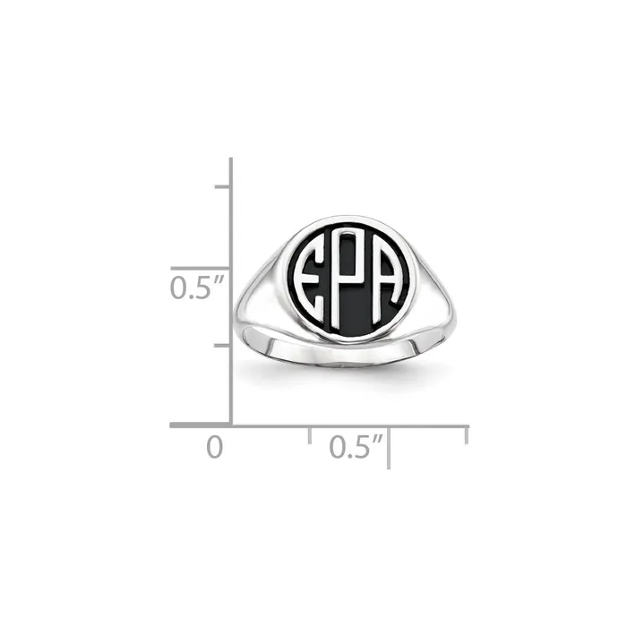 14K White Gold Casted High Polished Antiqued Monogram Ring Goldia Rings