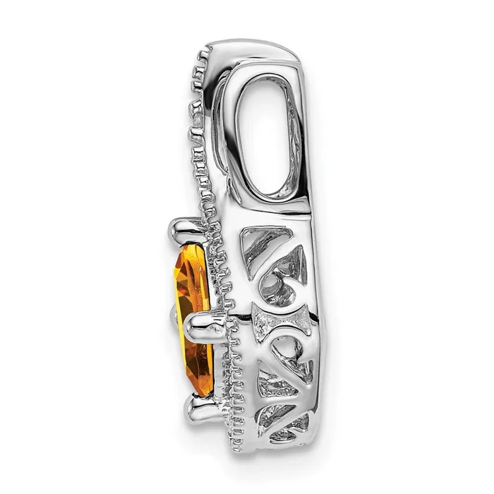 14k White Gold Citrine and Real Diamond Pendant Goldia Necklaces