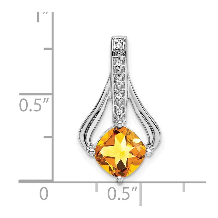 14k White Gold Citrine and Real Diamond Pendant Goldia Necklaces