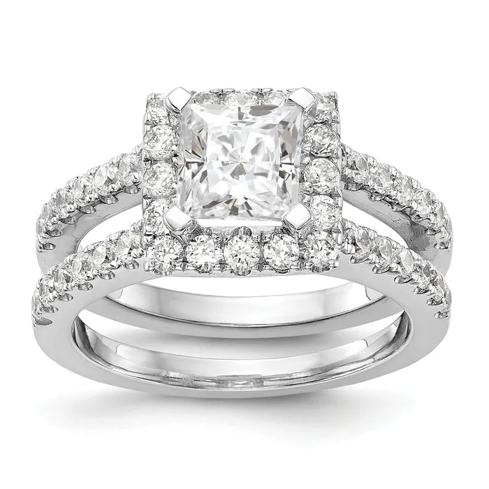 14K White Gold Diamond Princess CZ Cushion Halo Engagement Ring Goldiacom Rings 14K White Gold Diamond Princess CZ Cushion Halo Engagement Ring Goldiacom Rings
