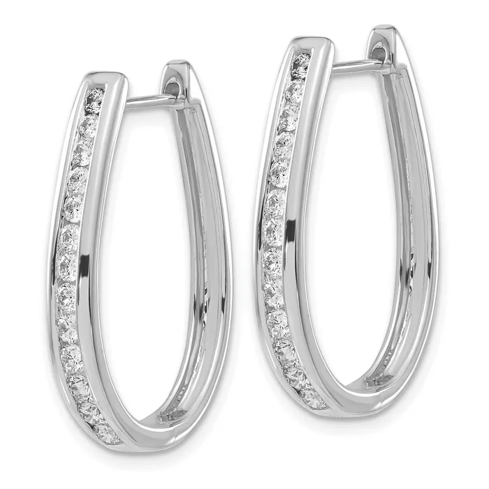 14K White Gold Lab Grown Diamond VSSI FGH Hinged Hoop Earrings Goldia Earrings