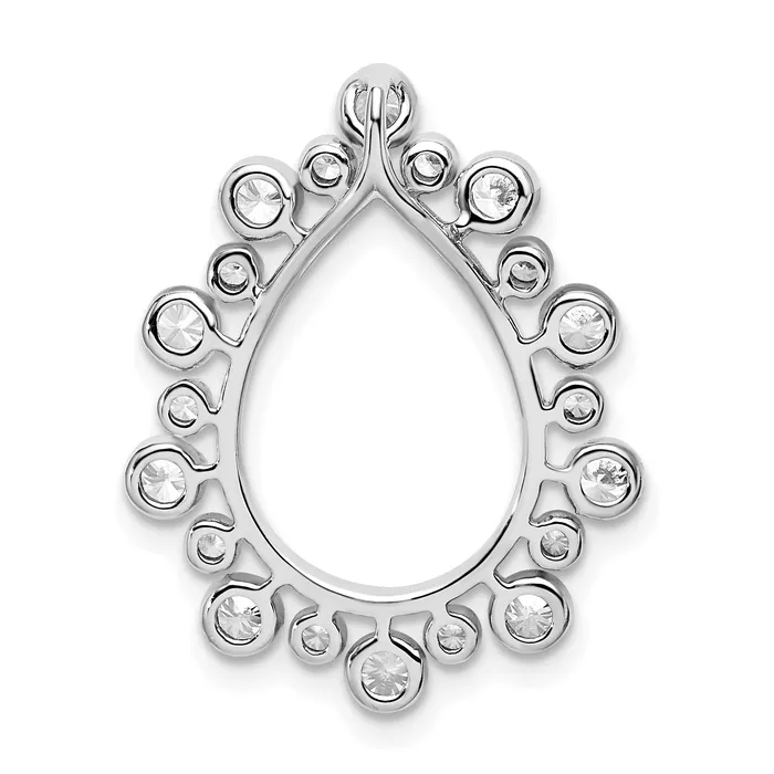 14K White Gold Lab Grown Diamond VSSI G Fancy Teardrop Chain Slid Goldia Necklaces