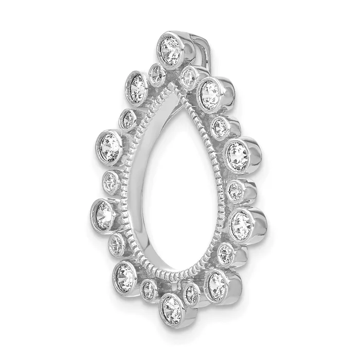 14K White Gold Lab Grown Diamond VSSI G Fancy Teardrop Chain Slid Goldia Necklaces