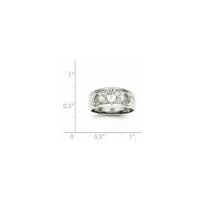 14k White Gold Ladies Polished Claddagh Band Goldia Rings