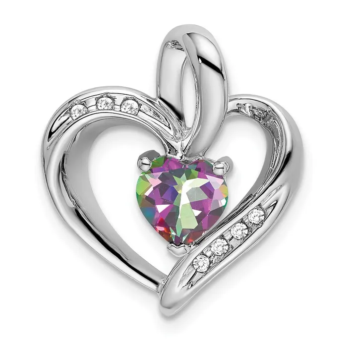 14k White Gold Mystic Fire Topaz and Real Diamond Heart Pendant Goldia Necklaces 14k White Gold Mystic Fire Topaz and Real Diamond Heart Pendant Goldia Necklaces