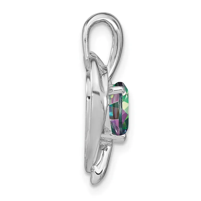 14k White Gold Mystic Fire Topaz and Real Diamond Heart Pendant Goldia Necklaces