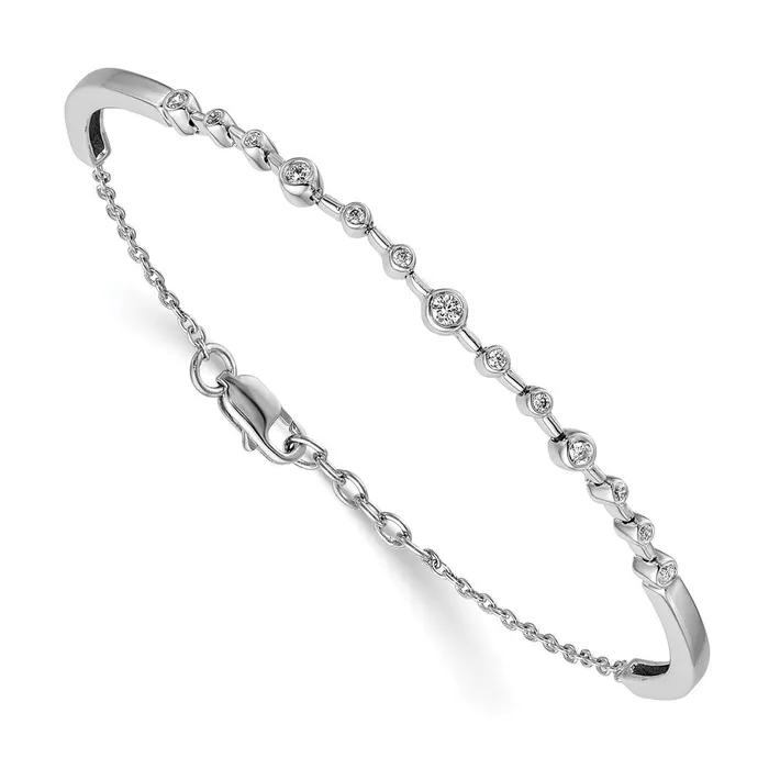 14k White Gold Natural Diamond Bangle Bracelet goldiaca Bracelets