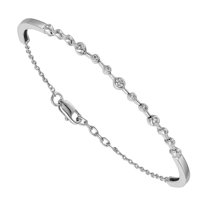 14k White Gold Natural Diamond Bangle Bracelet goldiaca Bracelets