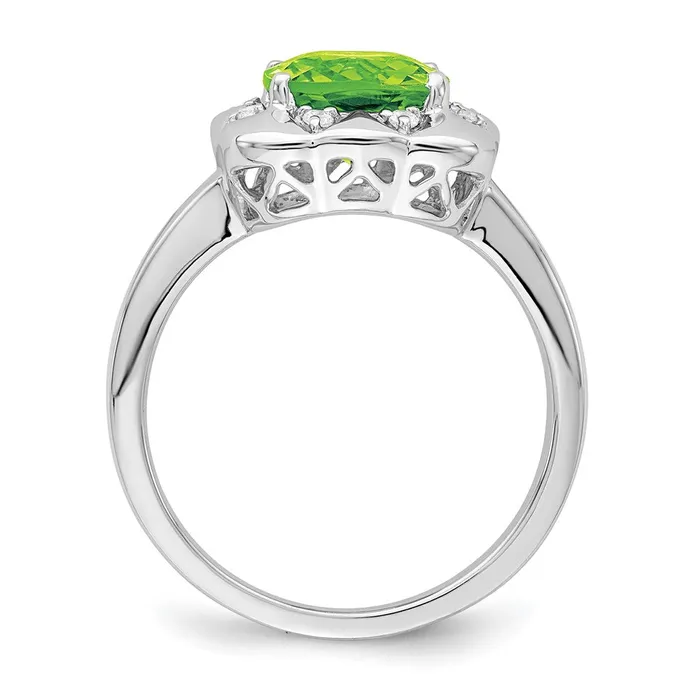 14k White Gold Peridot and Real Diamond Ring Goldia Rings