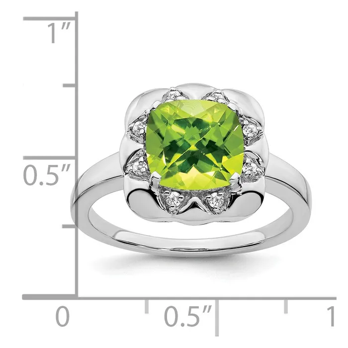 14k White Gold Peridot and Real Diamond Ring Goldia Rings