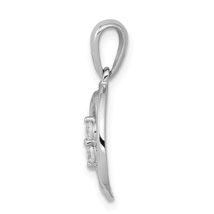 14k White Gold Polished 18ct Real Diamond Oval Pendant Goldia Necklaces