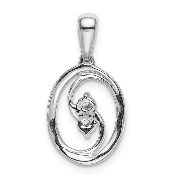 14k White Gold Polished 18ct Real Diamond Oval Pendant Goldia Necklaces