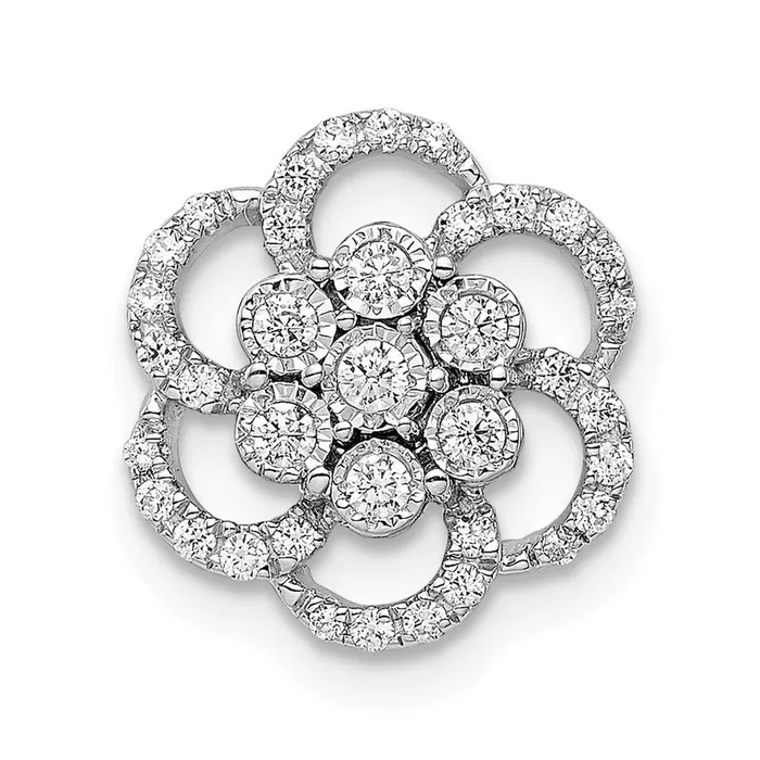 14k White Gold Polished Real Diamond Flower Chain Slide Goldia Earrings