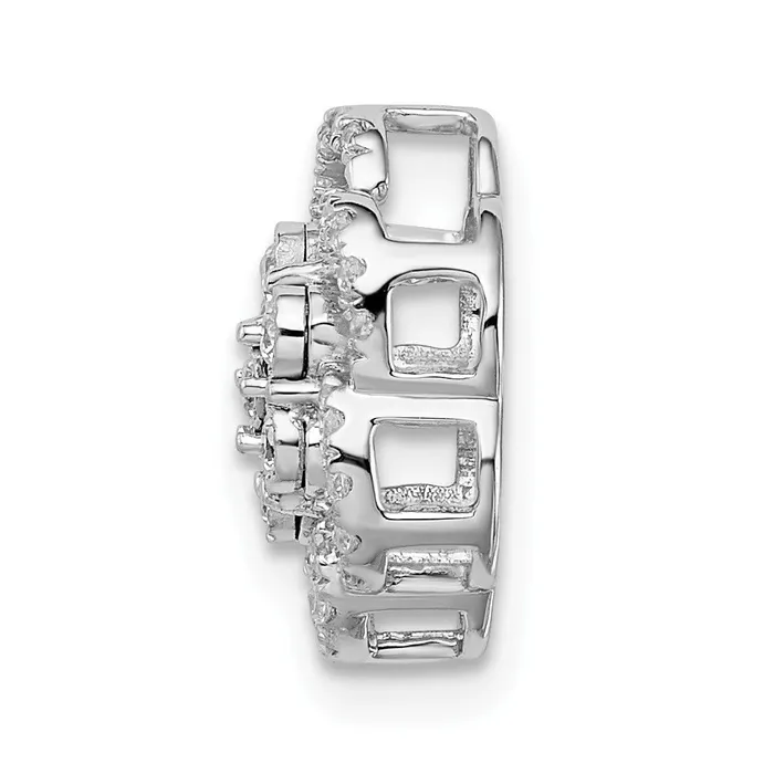 14k White Gold Polished Real Diamond Flower Chain Slide Goldia Earrings