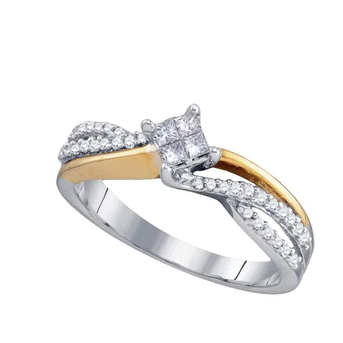 14k White Gold Princess Diamond Cluster Ring 13 Cttw gndatlanta Rings