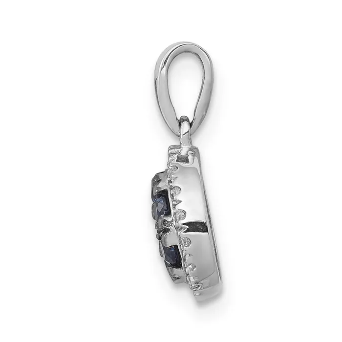 14k White Gold Real Diamond and Sapphire Circle Pendant Goldia Necklaces