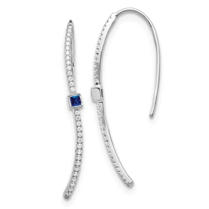 14k White Gold Real Diamond and Sapphire Earrings Goldia Earrings