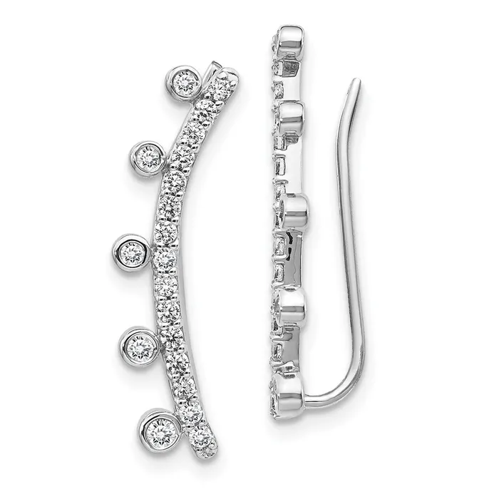 14k White Gold Real Diamond Graduated 5stone Ear Climber Earrings Goldia Earrings 14k White Gold Real Diamond Graduated 5stone Ear Climber Earrings Goldia Earrings