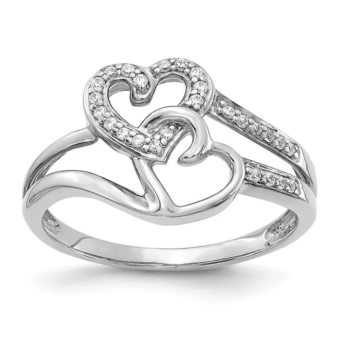 14k White Gold Real Diamond Hearts Ring Goldiacom Rings