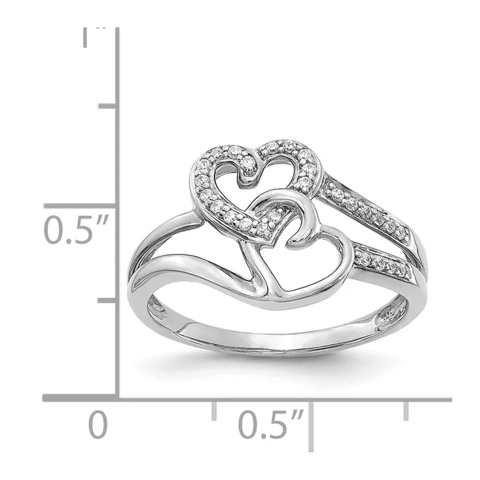 14k White Gold Real Diamond Hearts Ring Goldiacom Rings