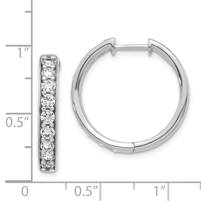 14k White Gold Real Diamond Hinged Hoop Earrings Goldia Earrings