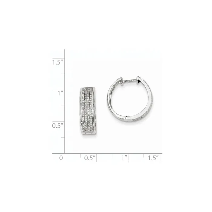 14k White Gold Real Diamond Hinged Round Hoop Earrings Goldia Earrings