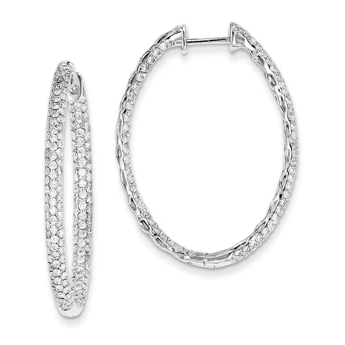 14k White Gold Real Diamond InOut Hinged Hoop Earrings Goldia Earrings 14k White Gold Real Diamond InOut Hinged Hoop Earrings Goldia Earrings