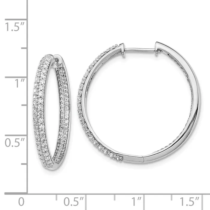 14k White Gold Real Diamond InOut Hinged Hoop Earrings Goldia Earrings