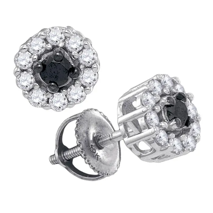 14k White Gold Round Black Diamond Stud Earrings 12 Cttw gndatlanta Earrings 14k White Gold Round Black Diamond Stud Earrings 12 Cttw gndatlanta Earrings