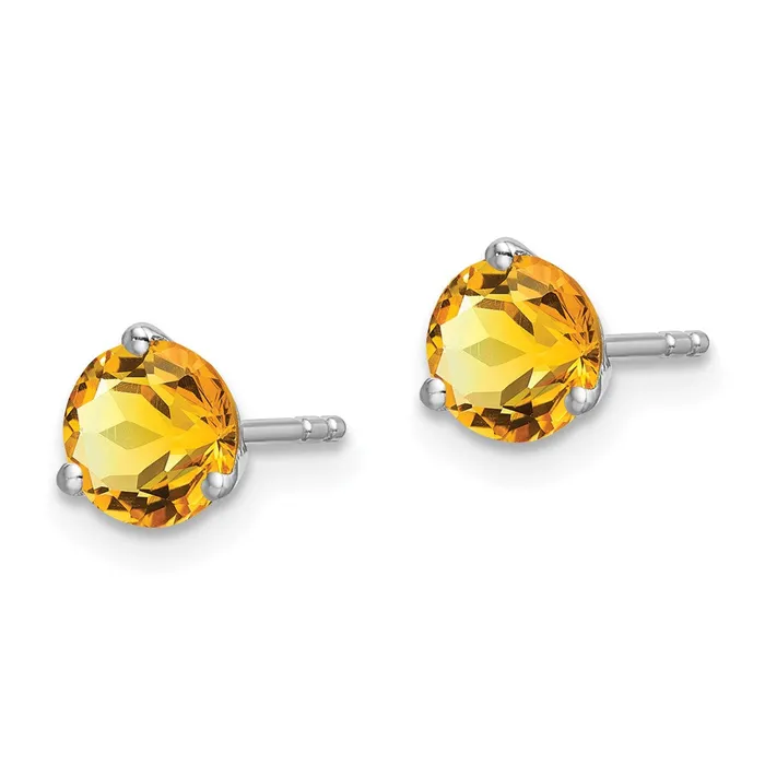 14k White Gold Round Citrine Earrings Goldia Earrings